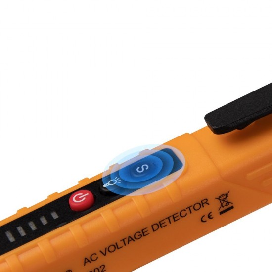 VD802 Non-contact 12V-1000V AC Voltage Detector Tester Meter Adjustable Sensitivity Pen Style Electric Indicator LED Outlet Voltage Detector Sensor