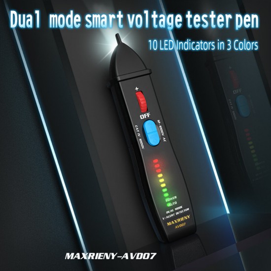 AVD07 Voltage Detector Intelligent Voltage Tester Pen with Fashlight Function Auto and Manual Sensitivity Adjustment