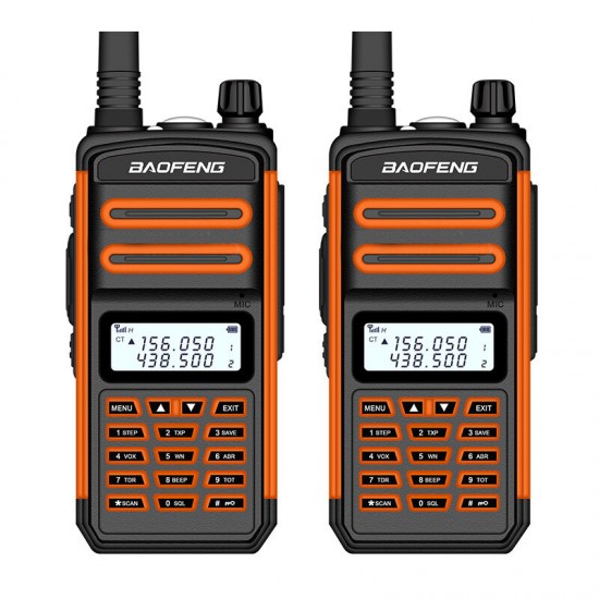 2PCS BF-S5plus 18W Waterproof UV Dual Band Handheld Radio Walkie Talkie Flashlight Hiking Interphone EU Plug