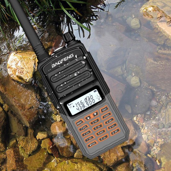 2PCS BF-S5plus 18W Waterproof UV Dual Band Handheld Radio Walkie Talkie Flashlight Hiking Interphone Orange US Plug