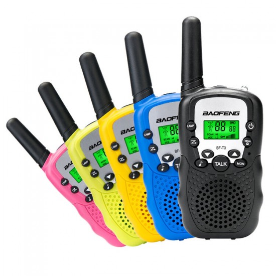 2Pcs BF-T3 Radio Walkie Talkie UHF462-467MHz 8 Channel Two-Way Radio Transceiver Built-in Flashlight 5 Color for Choice
