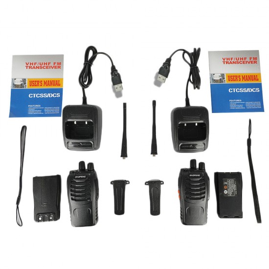 2Pcs/set BF-888S Walkie Talkie Portable Radio Station BF888s 5W BF 888S Comunicador Transmitter Transceiver Radio Set