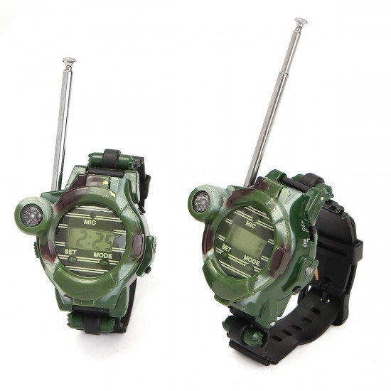 2pcs 7 In 1 Children Two Way Radio Walkie Talkie Kids Camouflage Wrist Watch 2pcs 7 In 1 Children Two Way Radio Walkie Talkie Kids Camouflage Wrist Watch