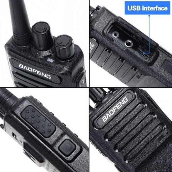 2pcs BF-V9 Mini Walkie Talkie USB Fast Charge 5W UHF 400-470MHz Ham CB Portable Two Way Radio