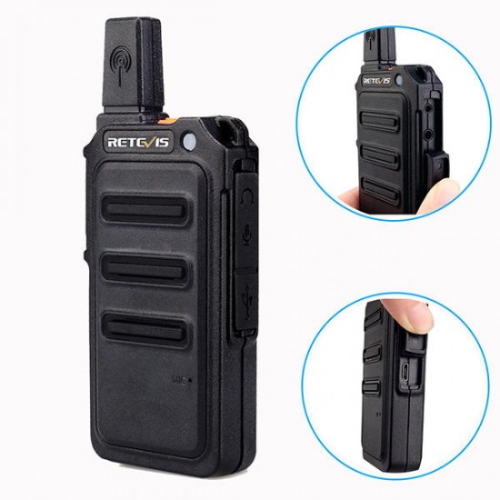 2pcs A9160 Black RT619 Mini Walkie-Talkie Station Scrambler Ultrathin Fuselage