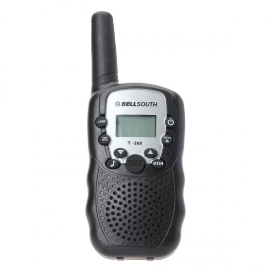 2pcs T-388 0.5W UHF Auto Multi-Channels Mini Radios Walkie Talkie Black