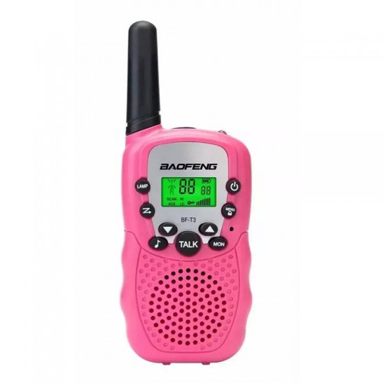 4Pcs BF-T3 Radio Walkie Talkie UHF462-467MHz 8 Channel Two-Way Radio Transceiver Built-in Flashlight Pink