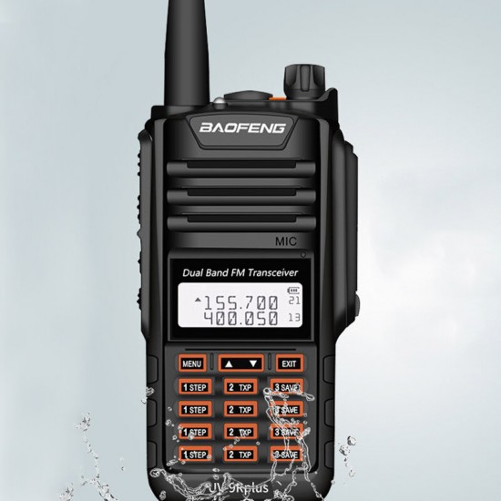 BF-UV9RPLUS 15W 128 Channels 400-520MHz Dual Brand Two Way Handheld Radio Walkie Talkie VHF UHF IP68 Waterproof Interphone