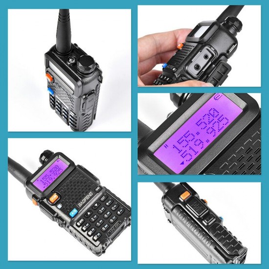 UV-5R Upgrade 8W 128Channels Walkie Talkie UV Dual Band Two-way Handheld Transceiver Radio Walkie Talkie Outdoor LED Flashlight FM Radio Hiking Driving Civilian Intercom