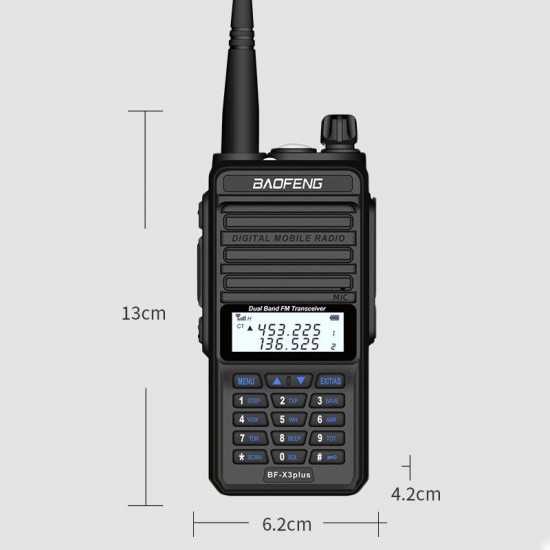 X3-Plus 9500mah 18W Tri-band Radio Walkie Talkie 20 KM Waterproof UHF/VHF Transceiver 220MHz Radio Transmitter Black