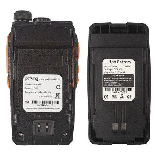 UV-6R Portable Walkie Talkie Two Way Radio 128CH UHF VHF Dual Band Handled Transceiver