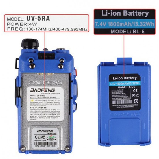 UV-5RA Blue Dual Band Handheld Transceiver Radio Walkie Talkie UV-5RA Blue Dual Band Handheld Transceiver Radio Walkie Talkie