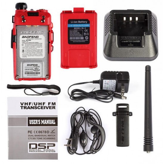 UV-5RA Red Dual Band Handheld Transceiver Radio Walkie Talkie