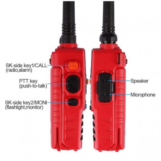 UV-5RA Red Dual Band Handheld Transceiver Radio Walkie Talkie