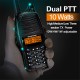 UV-990 Walkie Talkie Triple 10W Dual PTT VHF UHF Dual Band Ham CB Radio Two Way Audio Black