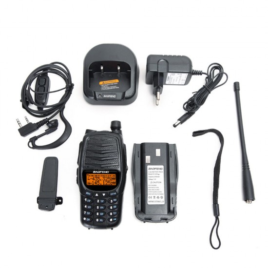 UV-990 Walkie Talkie Triple 10W Dual PTT VHF UHF Dual Band Ham CB Radio Two Way Audio Black