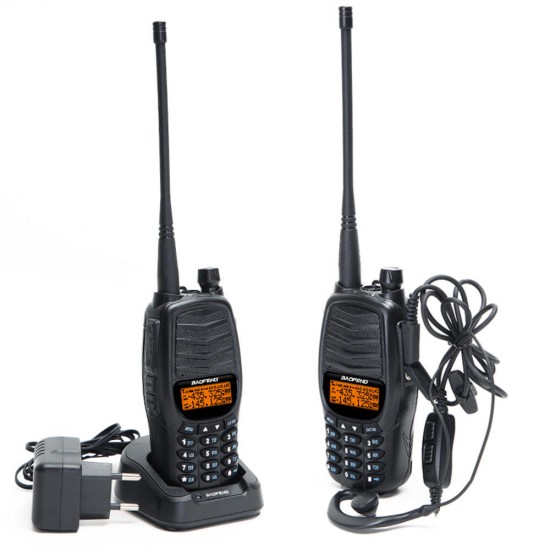 UV-990 Walkie Talkie Triple 10W Dual PTT VHF UHF Dual Band Ham CB Radio Two Way Audio Black