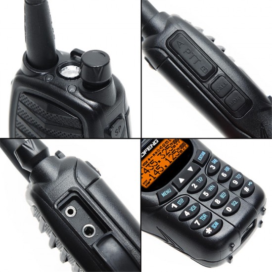 UV-990 Walkie Talkie Triple 10W Dual PTT VHF UHF Dual Band Ham CB Radio Two Way Audio Black