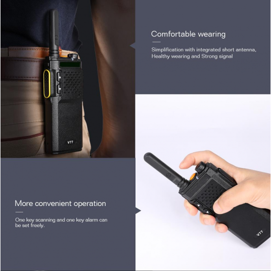 V77 Walkie Talkie Two Way Radio UHF 400-470 MHz 16 Channels 2W 1500mAh For Hotel Hunting