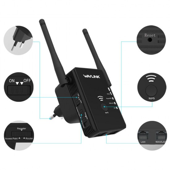 WS-WN578 2.4G 300Mbps Wireless Router Wifi Repeater Booster Extender 2x5dBi Antennas