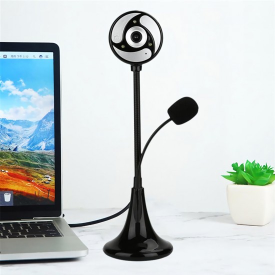 HD 1080P Webcam CMOS 30FPS 10 Million Pixels USB 2.0 Drive-free Camera Windmill-shape Web Camera with Microphone for Desktop Computer Notebook PC