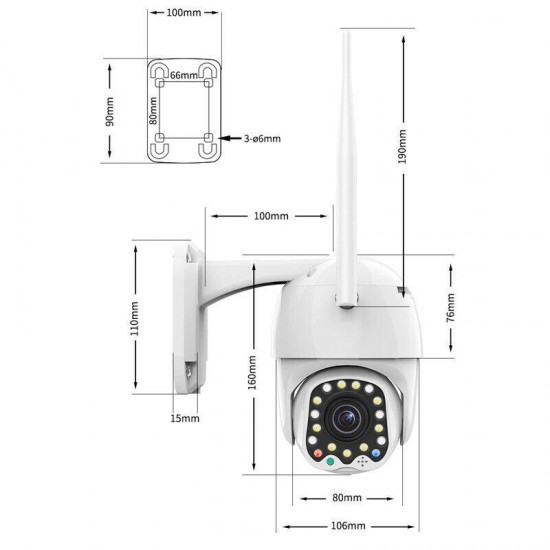 1080P 2MP PTZ WIFI IP Camera Security 17LED CCTV Auto Tracking Outdoor Waterproof