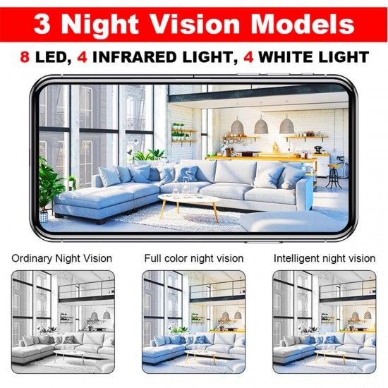 1080P 8 Lamp LED 2MP Wifi IP Camera Dome Two Way Audio Monitor HD Night Vision CCTV Outdoor Camera 1080P 8 Lamp LED 2MP Wifi IP Camera Dome Two Way Audio Monitor HD Night Vision CCTV Outdoor Camera