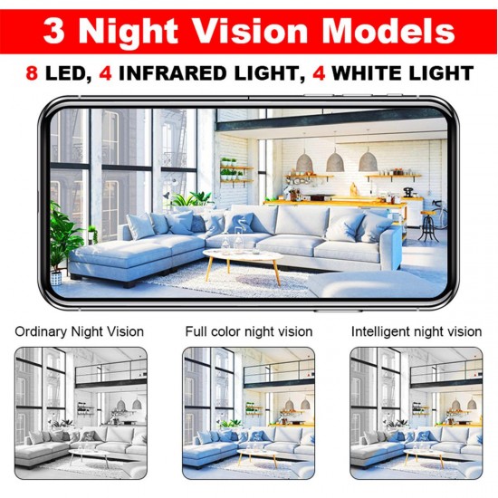 1080P 8 Lamp LED 2MP Wifi IP Camera Dome Two Way Audio Monitor HD Night Vision CCTV Outdoor Camera