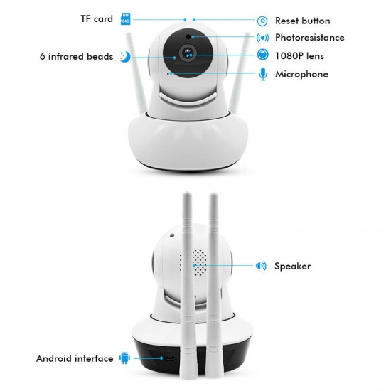 1080P HD 2MP Wireless Wifi IP Camera CCTV Security Night Vision Webcam Pan/Tilt 2 Way Audio 1080P HD 2MP Wireless Wifi IP Camera CCTV Security Night Vision Webcam Pan/Tilt 2 Way Audio