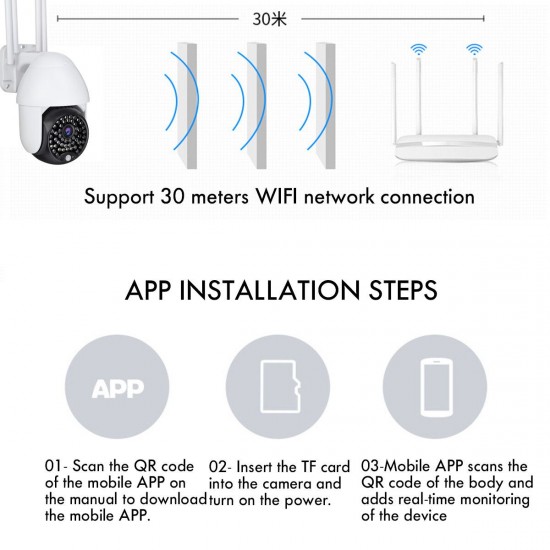 1080P HD IP CCTV Camera Surveillance Outdoor Wi-Fi PTZ 5MP 50LED Security IR Camera 1080P HD IP CCTV Camera Surveillance Outdoor Wi-Fi PTZ 5MP 50LED Security IR Camera