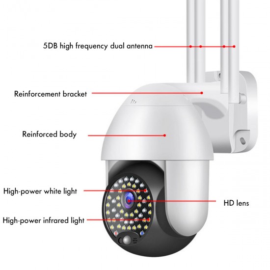 1080P HD IP CCTV Camera Surveillance Outdoor Wi-Fi PTZ 5MP 50LED Security IR Camera 1080P HD IP CCTV Camera Surveillance Outdoor Wi-Fi PTZ 5MP 50LED Security IR Camera
