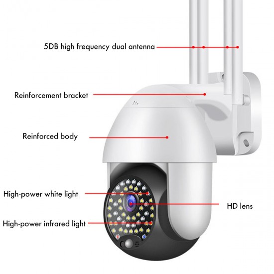 1080P HD IP CCTV Camera Surveillance Outdoor Wi-Fi PTZ 5MP 50LED Security IR Camera