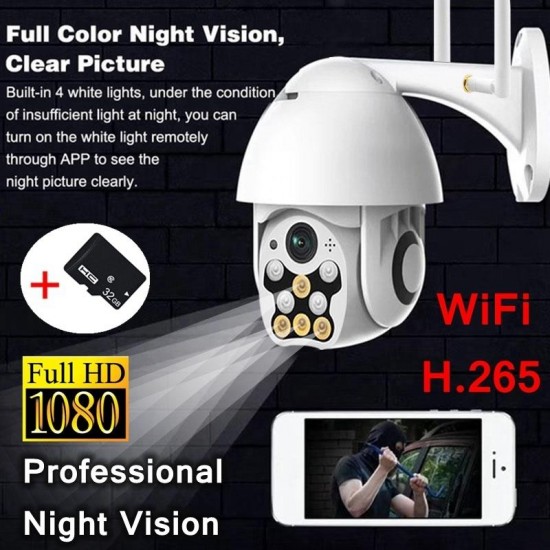 1080P HD IP Camera WiFi Wireless Waterproof Security Outdoor Surveillance Night Vision