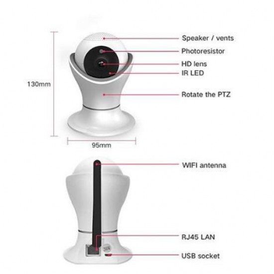 1080P HD Wireless IP Camera Wifi Intelligent Network Remote Night Vision Home Shaking Machine