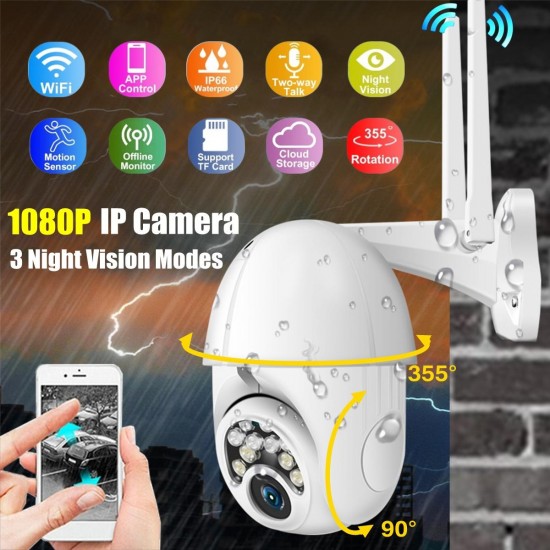 1080P WIFI IP Camera 10 LED Camera HD Outdoor Waterproof Wifi Smart Ball Machine with Power Monitoring Camera Security Network Camera