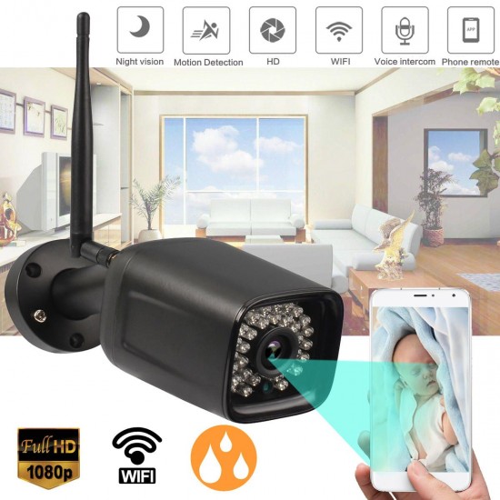 1080P WIFI Waterproof IP Camera CCTV Home Security Voice Intercom Monitor Alarm