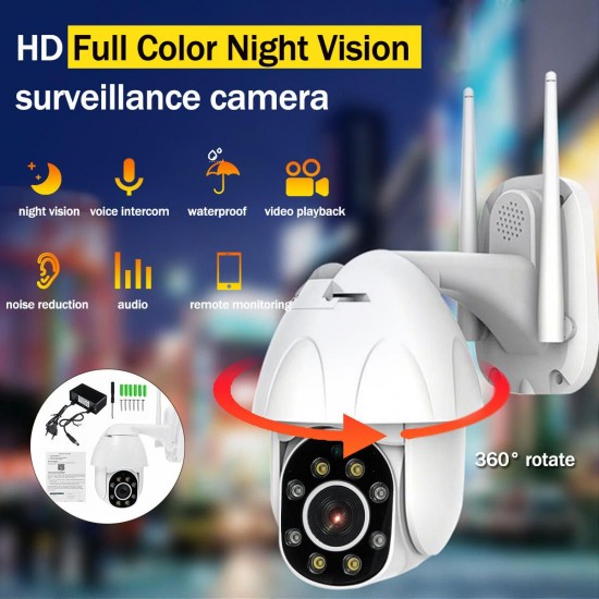 1080P Wifi IP Camera Waterproof Outdoor HD Full Color Night Vision Surveillance 360°