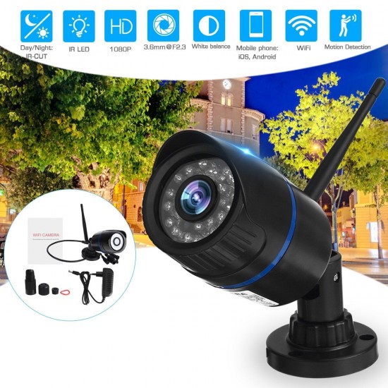 1080P Wifi Outdoor Surveillance Camera with 3.6mm Lens 2 Million Pixels Support 64GSD Card