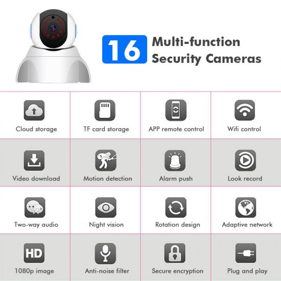 1080P Wired/Wireless Security Wifi IP Camera Pan/Tilt Night Vision CCTV Camera System