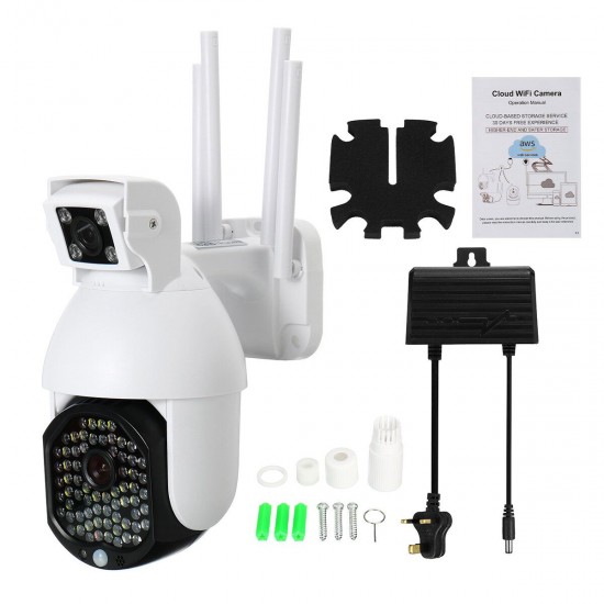 1080P Wireless Wifi IP Dual Lens Smart Security Camera CCTV HD 72Pcs LED IR Camera