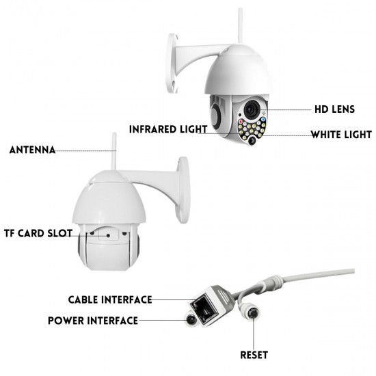 17 LED 1080P IR Camera Security IP WiFi PTZ Speed Dome Camera 3MP Night Vision Outdoor Camera