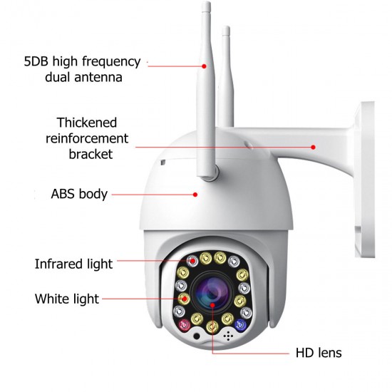 17 LED 1080P WIFI HD 5.0MP IP Surveillance Camera Wireless Outdoor CCTV HD Security Camera