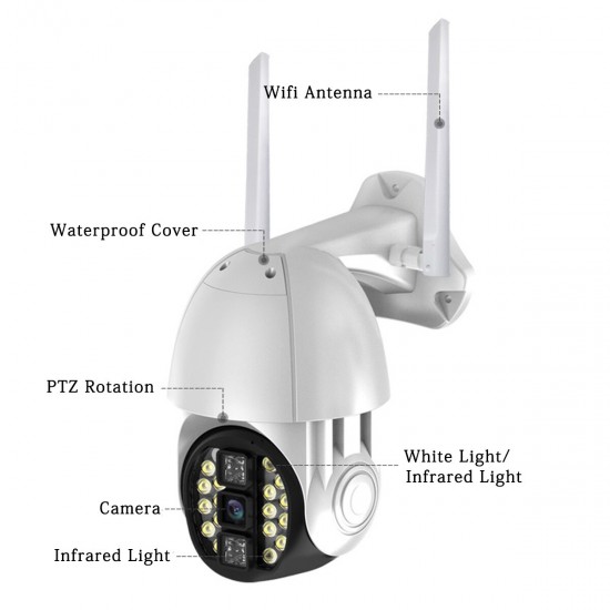 200W 1080P HD Wifi Camera PTZ Security Smart Cam Monitor Outdoor Two-Way Audio 200W 1080P HD Wifi Camera PTZ Security Smart Cam Monitor Outdoor Two-Way Audio