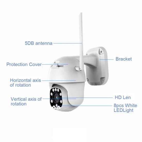 20X Zoom HD 1080P 200W IP Camera PTZ Network HD Surveillance Camera Wireless Phone Remote Rotary Dome Camera