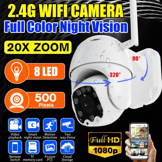 20X Zoom HD 1080P 200W IP Camera PTZ Network HD Surveillance Camera Wireless Phone Remote Rotary Dome Camera 20X Zoom HD 1080P 200W IP Camera PTZ Network HD Surveillance Camera Wireless Phone Remote Rotary Dome Camera