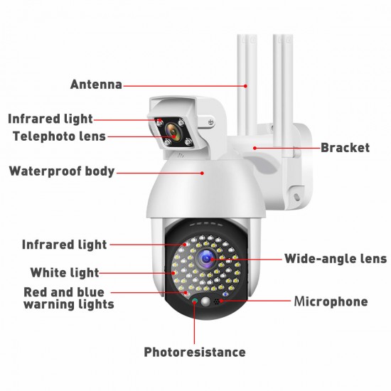 24 LED WIFI IP Camera HD 1080P Wireless Dome Speed Camera IP66 Waterproof Night Vision Camera