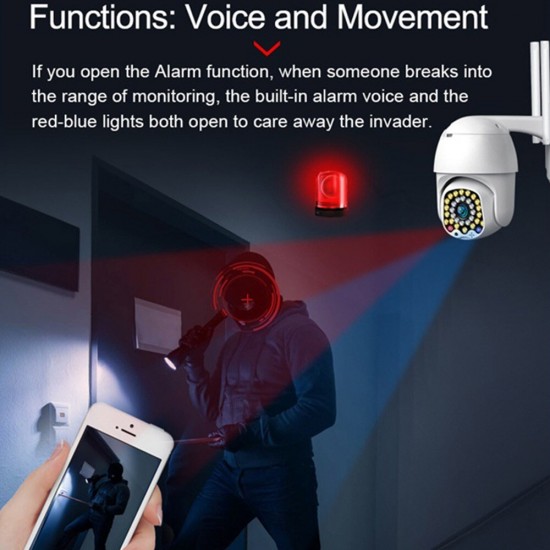 32 Light Ball Machine Wireless Wifi IP Camera Sound and Light Alarm Two-way Voice Outdoor Waterproof
