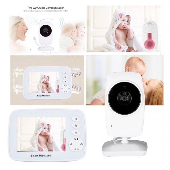 3.2 inch LCD Baby Monitor Nanny Temperature Monitoring Lullaby 2 Way Audio IR Night Vision Security Temperature Camera IP Camera