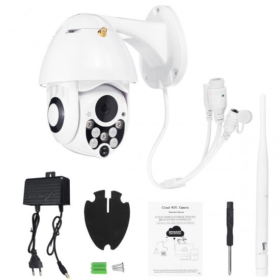 5X Zoom Pan Tilt 2MP HD WiFi IP Security Camera 7 LEDs Infrared Night Vision Outdoor Waterproof