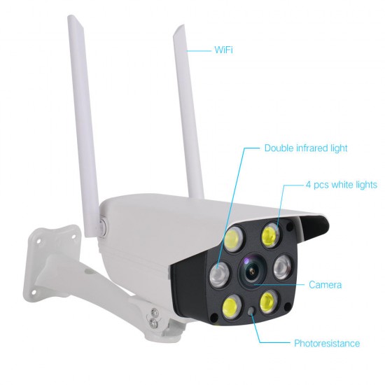 6 LEDs Full Color HD 1080P WiFi PTZ Camera Wireless CCTV IP Camera Outdoor IP66 Waterproof Security Night Vision Monitor